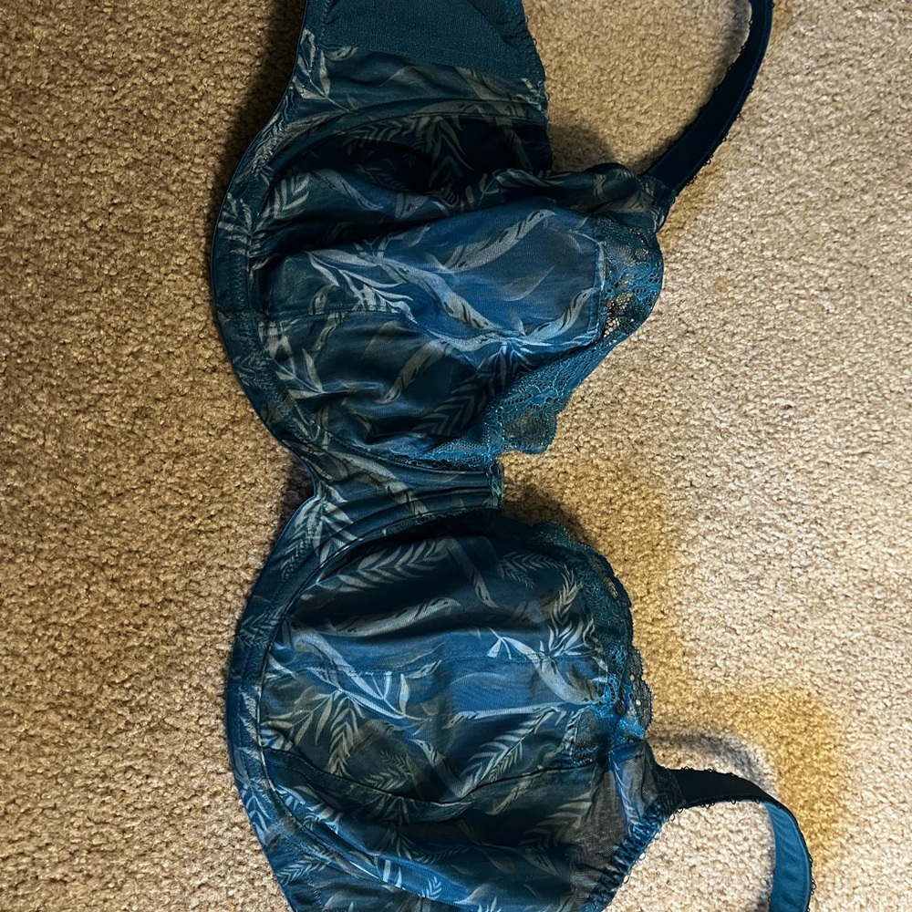 Panache Teal Bra with Lace Design
